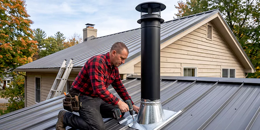 Stove Pipe Through Metal Wall or Roof Whittier