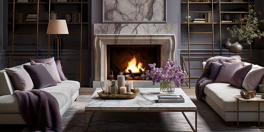 Modern Tile and Stone Fireplace Design Whittier